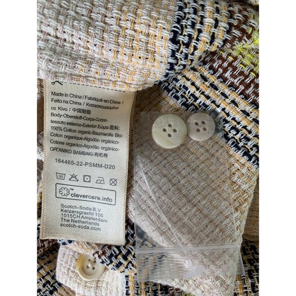 Rare Scotch & Soda Over Shirt Cotton Stripe Button-Up Textured Neutral RDD10671 - Picture 7 of 8